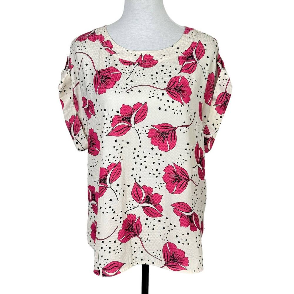 Cabi | #4166 Joyride Boxy Top Cream/Pink Floral Relaxed Fit Blouse Fall 2021